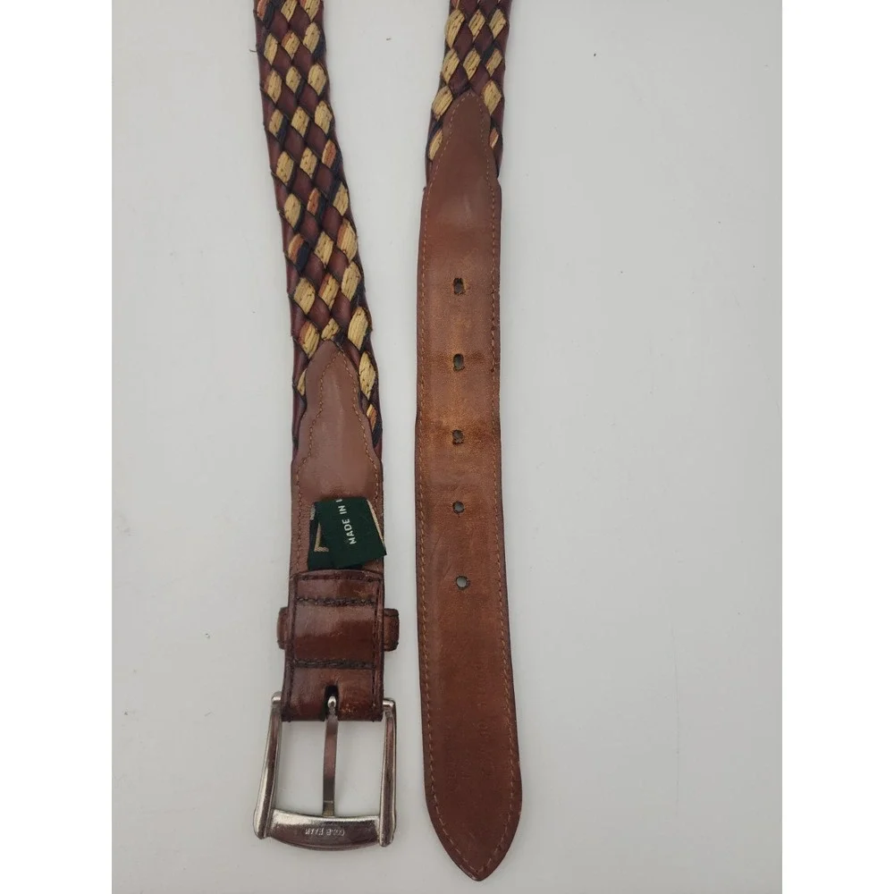 Vintage Cole Haan Woven Fabric & Braided Leather Belt 40/100 Mens 43